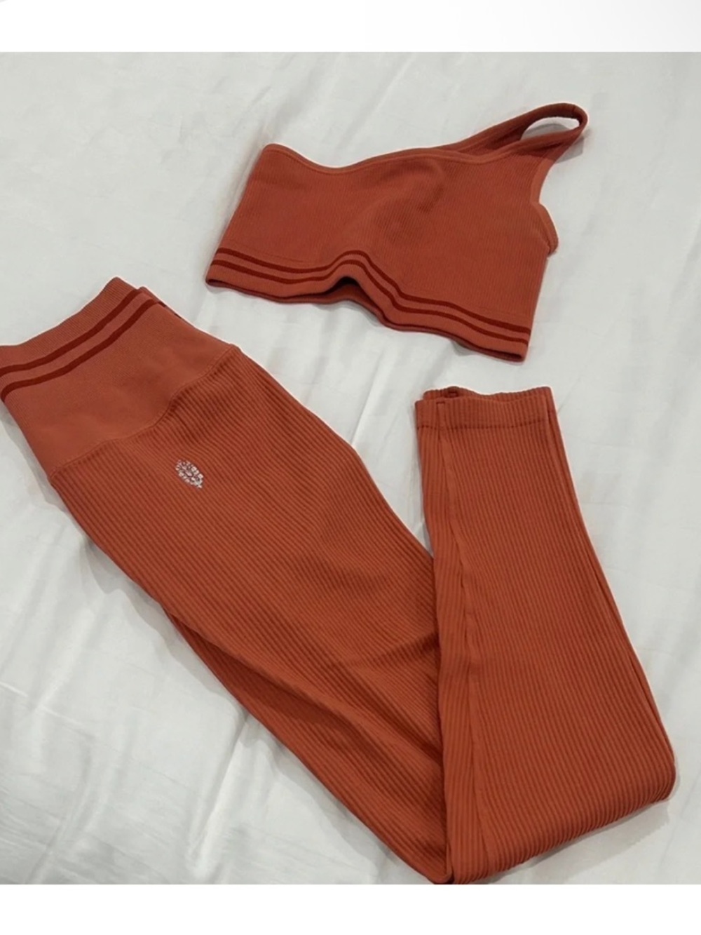 Free people movement Ribbed One-Shoulder Sports Bra & Leggings Set - Rust